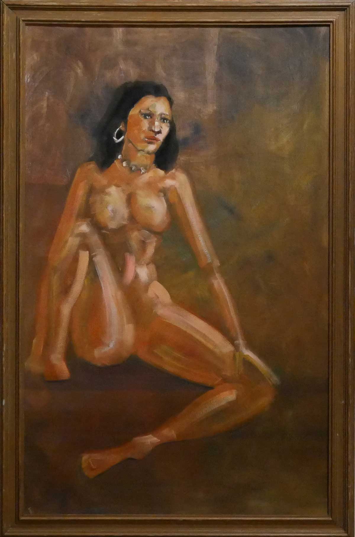  pintura a oleo original Mulher sentada com muldura
